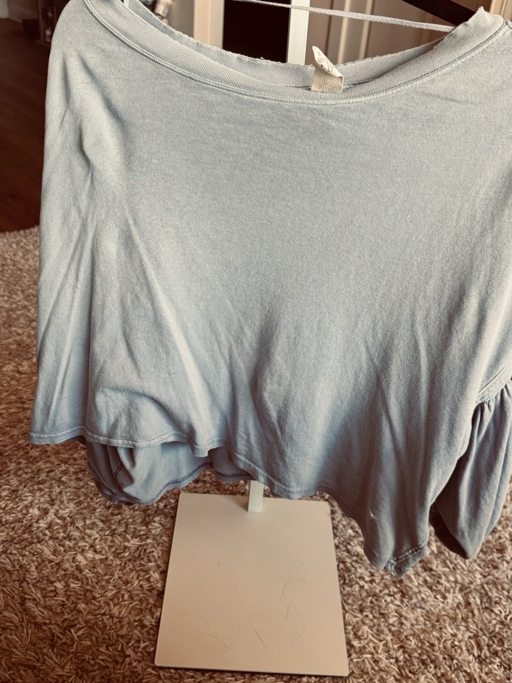 We The Free Light Blue Long Sleeve Scoop Neck Top